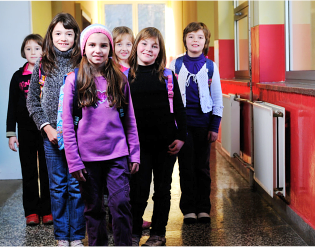 children falling in line