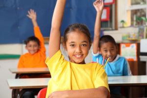 children participating in class