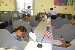 kids making an artwork